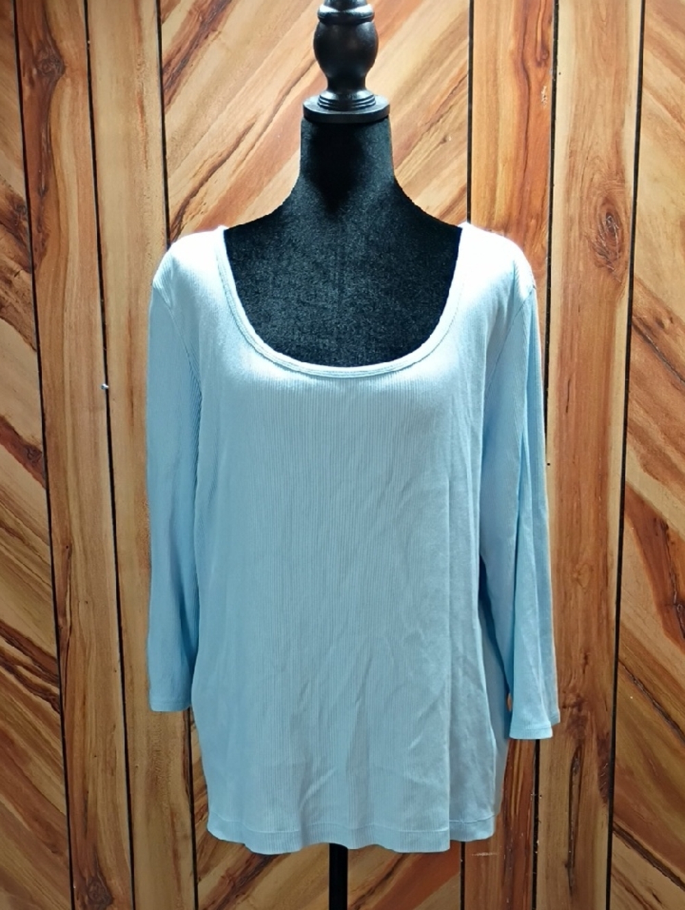 L.L. Bean Light Blue Scoop Neck Long Sleeve Tee Size XL